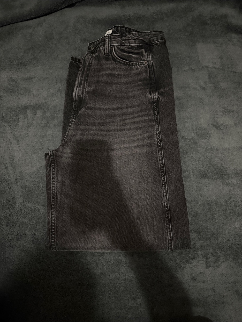 Mango Women's Wide Leg Jeans in Black Wash